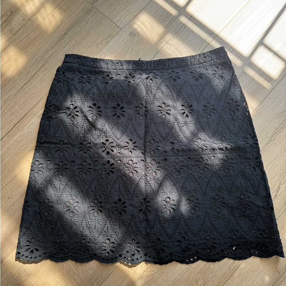 Sezane Embroidered Black Mini Skirt, size 40